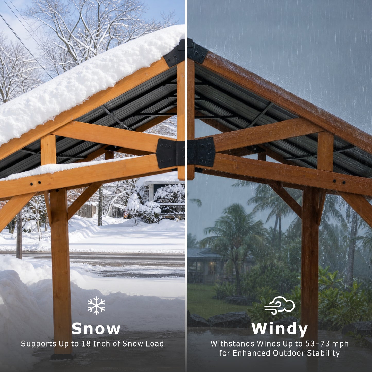 12' x 16' Outdoor Wood Gazebo with Faux Stone Column Wrap, Cedar Hardtop Wooden Pavilion with Galvanized Steel Metal Roof, Decorative Pillar Covers for Gazebos, Porch and Patio