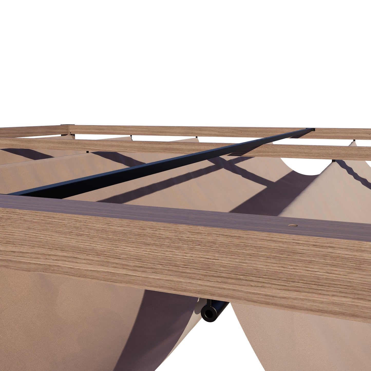 12 x 10 Ft Wood-Grain Aluminum Pergola Outdoor Pergola with Retractable Canopy Sun Shade Shelter for Garden, Patio, Backyard.