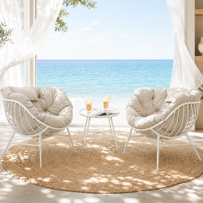 Indoor Oversized Egg Chairs Set of 2, Steel Frame Single Living Room Reading Chair with 350 LBS Heavy Duty, Patio Loung Chair, Thick Cushion Egg Seat and Headrest for Bedroom , Indoor, Porch Garden