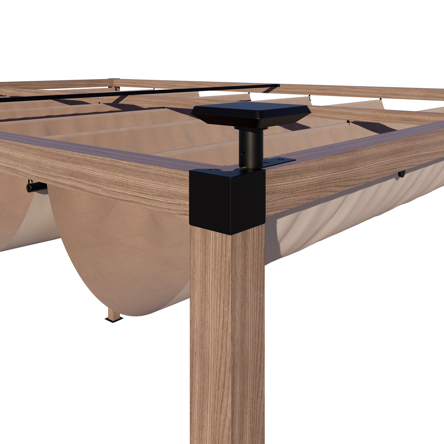 12 x 10 Ft Wood-Grain Aluminum Pergola Outdoor Pergola with Retractable Canopy Sun Shade Shelter for Garden, Patio, Backyard.