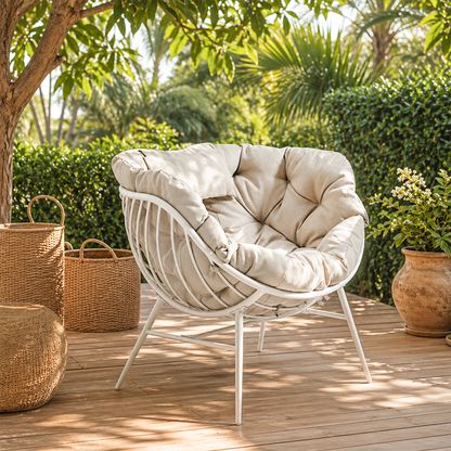 Indoor Oversized Egg Chairs Set of 2, Steel Frame Single Living Room Reading Chair with 350 LBS Heavy Duty, Patio Loung Chair, Thick Cushion Egg Seat and Headrest for Bedroom , Indoor, Porch Garden