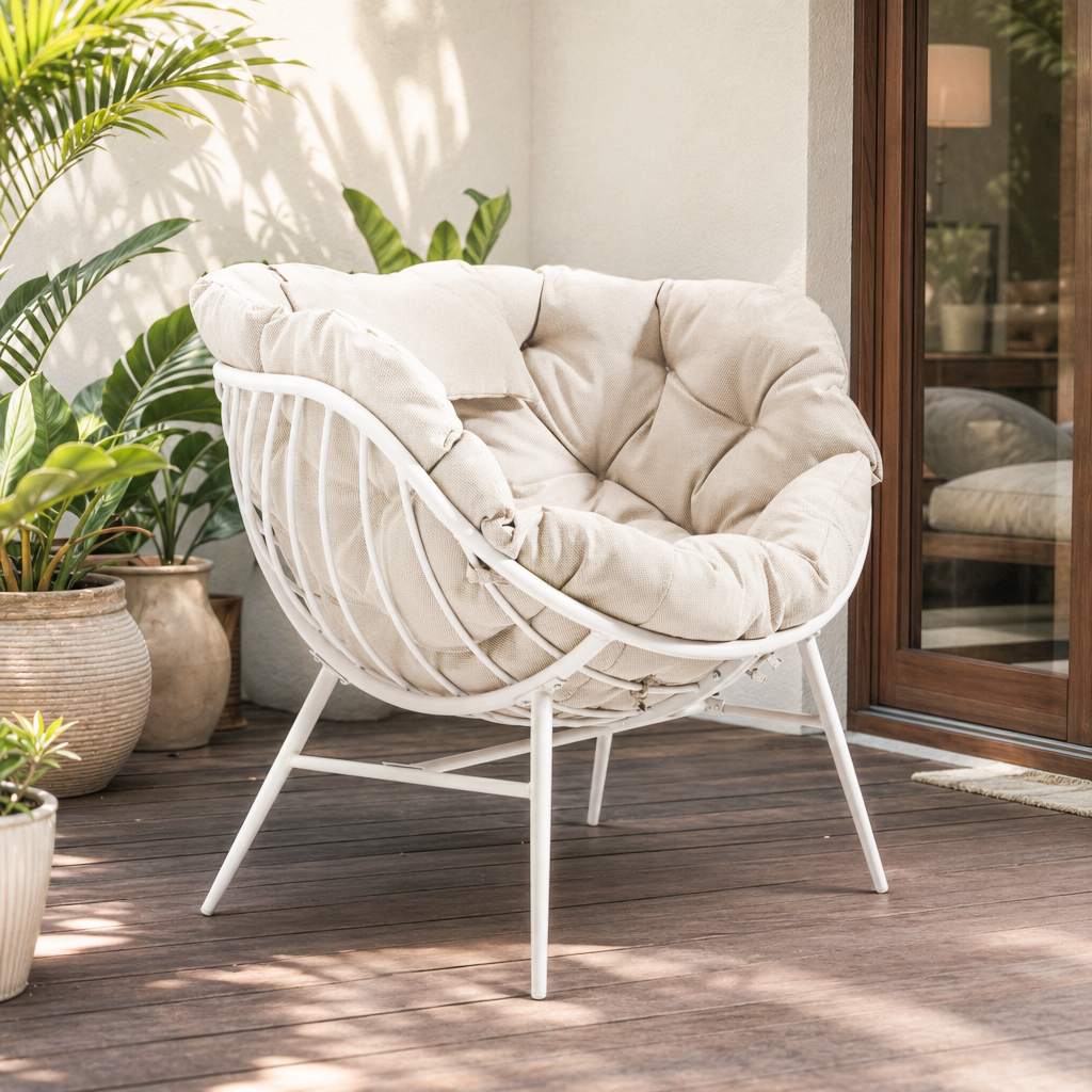 Indoor Oversized Egg Chairs Set of 2, Steel Frame Single Living Room Reading Chair with 350 LBS Heavy Duty, Patio Loung Chair, Thick Cushion Egg Seat and Headrest for Bedroom , Indoor, Porch Garden