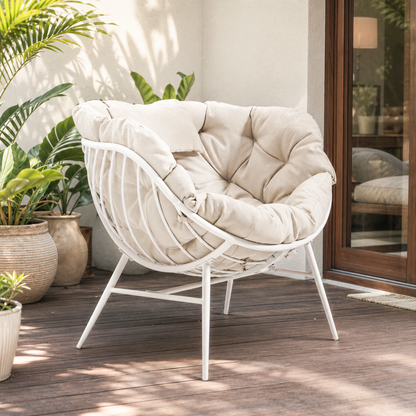 Indoor Oversized Egg Chairs Set of 2, Steel Frame Single Living Room Reading Chair with 350 LBS Heavy Duty, Patio Loung Chair, Thick Cushion Egg Seat and Headrest for Bedroom , Indoor, Porch Garden