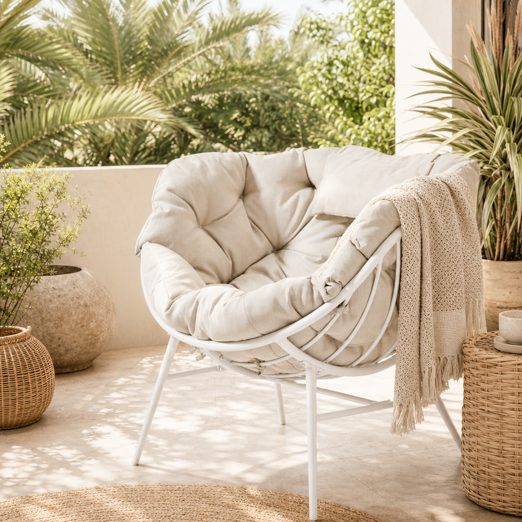 Indoor Oversized Egg Chairs Set of 2, Steel Frame Single Living Room Reading Chair with 350 LBS Heavy Duty, Patio Loung Chair, Thick Cushion Egg Seat and Headrest for Bedroom , Indoor, Porch Garden